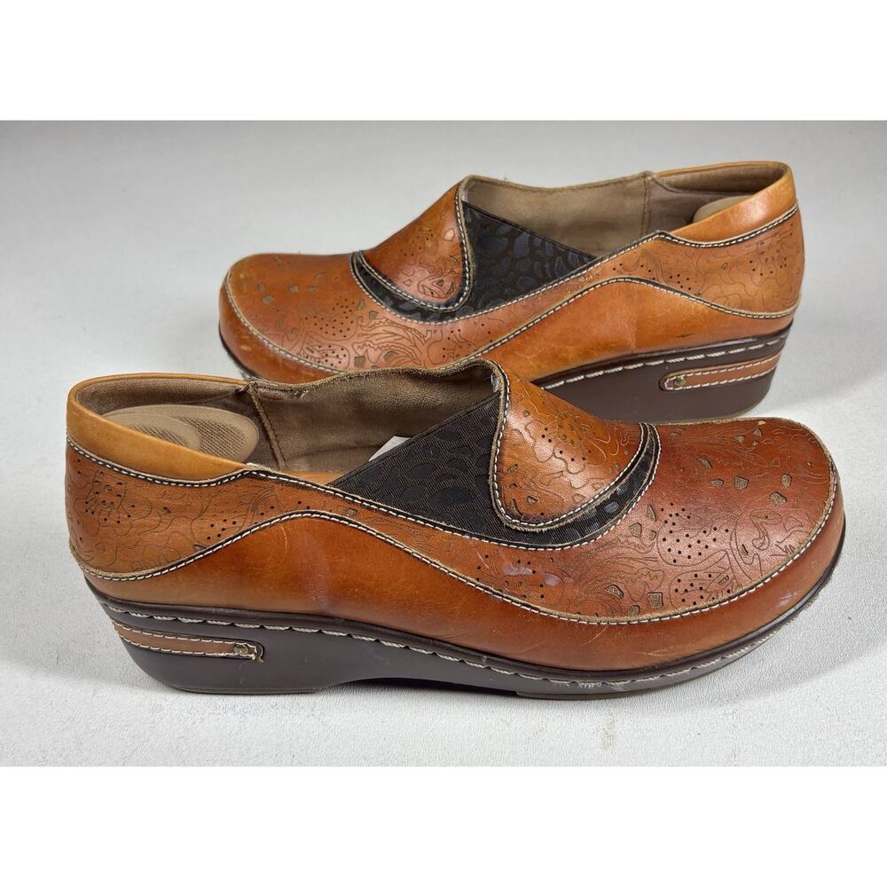 L’Artiste Spring Step Burbank Shoes Womens 41 US 10 Brown Floral Leather Slip On